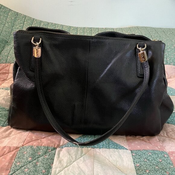 Coach Madison Cafe Carryall Womens Black Pebbled Leather Shoulder Bag Purse - Picture 3 of 16